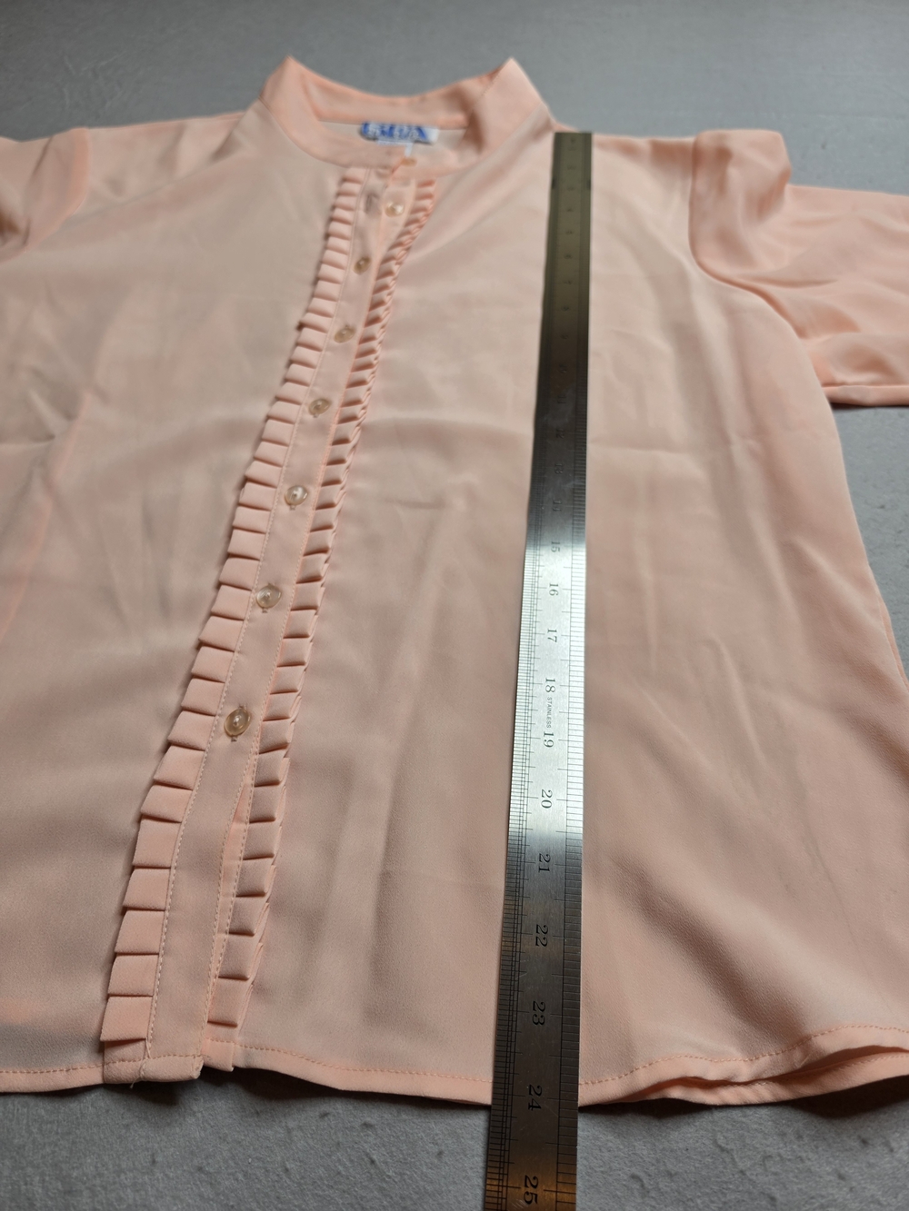 Bfa Classics Women's Peach Ruffled Button-Front Blouse Size XL - Picture 4 of 6